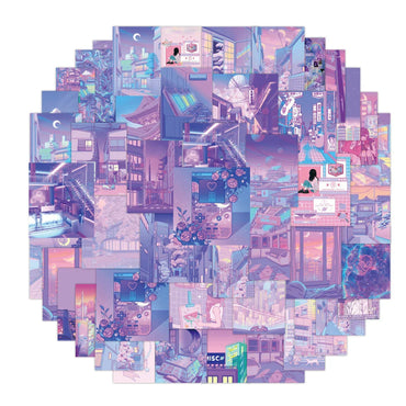 Holographic Heart Stickers 10/30/60PCS - Cute Cartoon Gradient Decals for Luggage, Car, Skateboard (Online Order Only)