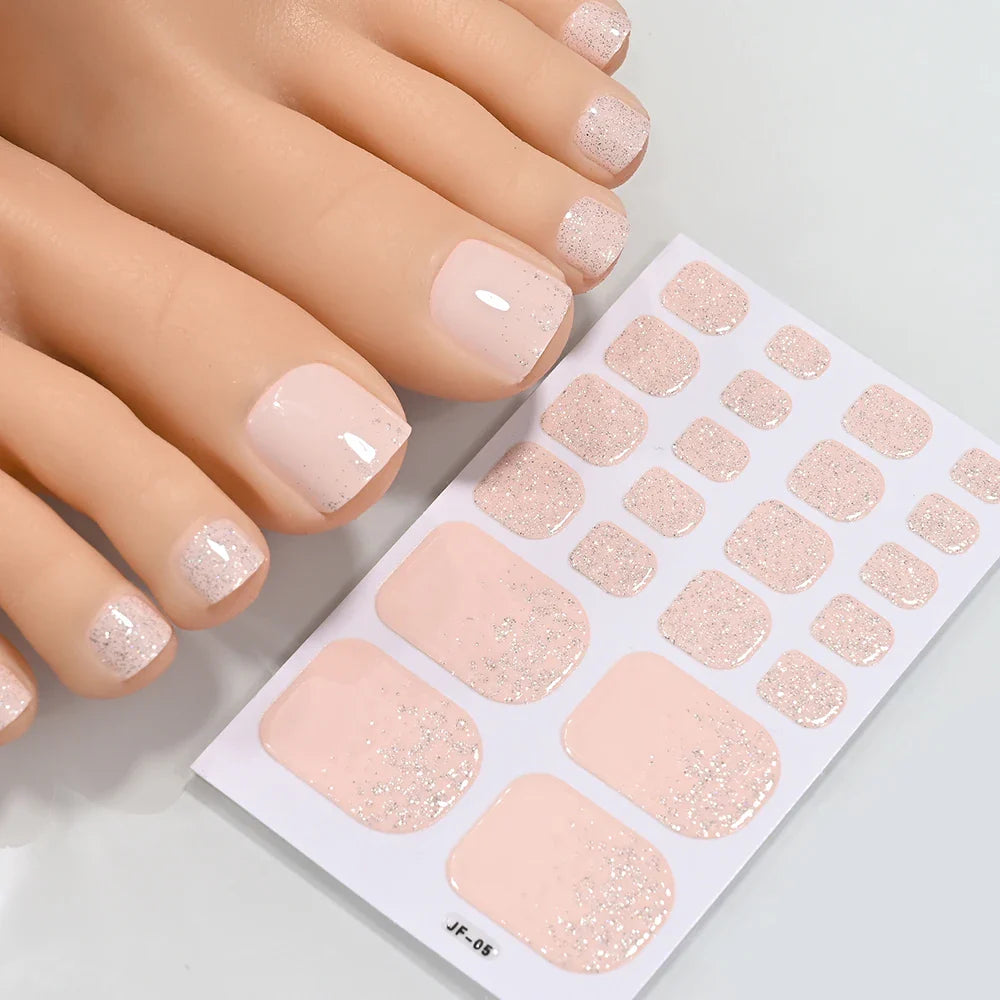 110Tips 3D Full Cover Gradient Toenail Stickers Multi Color Self Adhesive Slider No Need UV Lamp Cured Press On Toe Nail Decals* (ONLINE ORDER ONLY)