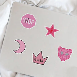 10/30/50PCS Cute Pink Thing PVC Sticky Sticker Aesthetic DIY Korean Stationery Decoration Scrapbooking School Supplies for Kids (Online Order Only)