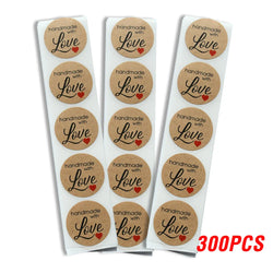 100-500pcs Brown Round Kraft Paper Sticker Handmade With Love Sticker Scapbooking For Envelope Seal Labels Stationery Sticker (ONLINE ORDER ONLY)