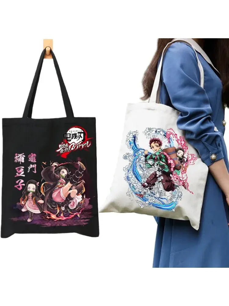 Demon Slayer Canvas Bag: Nezuko & Tanjiro Zipper Tote (ONLINE ORDER ONLY)