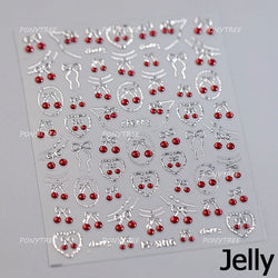 Lovely Red Seductive Strawberry Line Bowknot Love Heart Star Jelly Cherry Delicate Self Adhesive Nail Art Sticker Manicure Decal (ONLINE ORDER ONLY)