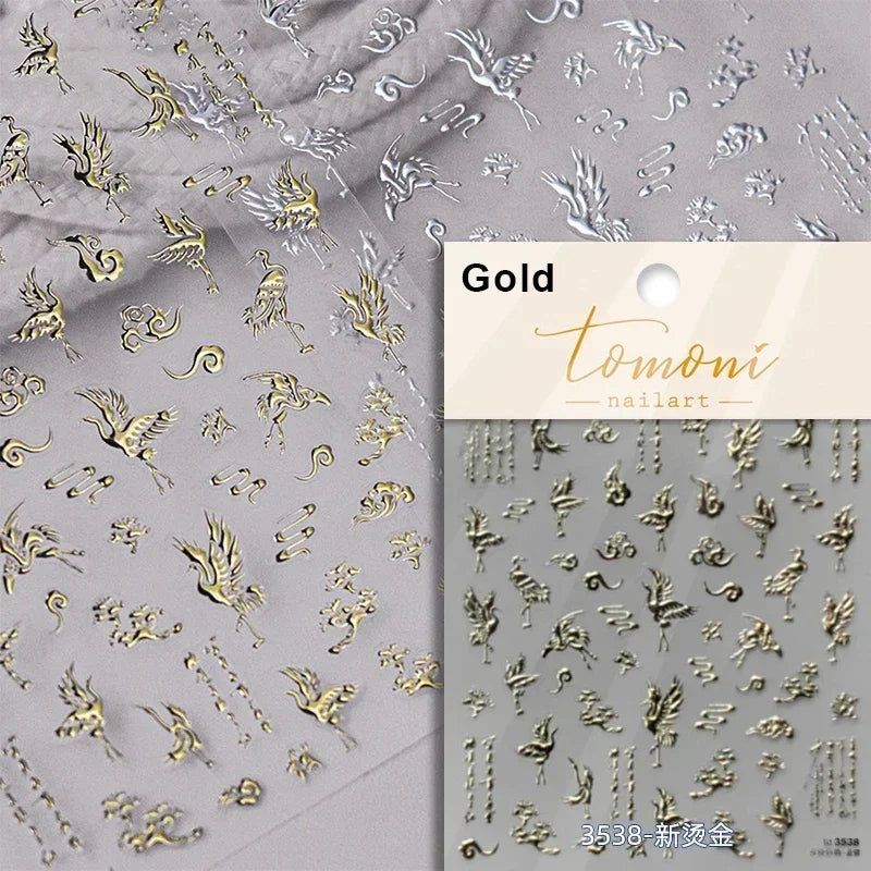 Charming Blue Sparrow Feather Rhinestone Wings Peacock Sparrow Dreamy Jelly Stars Self Adhesive Nail Art Stickers Manicure Decal (ONLINE ORDER ONLY)