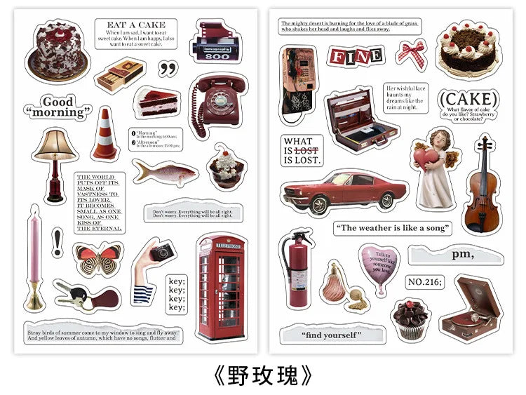 2Pc Ins Cute Retro Sticker Planner Collage Scrapbook DIY Material Decoration Stickers Personalized Art Supplies Stationery (ONLINE ORDER ONLY)