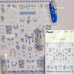 Hazy Feeling Bluestar-Amsonia Hubristic Blue Star Flower Floral Print 5D Soft Embossed Adhesive Nail Art Sticker Manicure Decals (ONLINE ORDER ONLY)