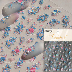 Bloomy Water Side Flower Delicate and Charming Peach Blossom Rose Garden Adhesive Nail Art Decorations Sticker Manicure Decals (ONLINE ORDER ONLY)