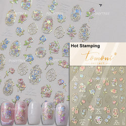 Retro Mini Flower Vintage Leaves Hot Stamping Petal Daisy Delicate Chic Self Adhesive Nail Art Stickers Manicure Decal Wholesale (ONLINE ORDER ONLY)