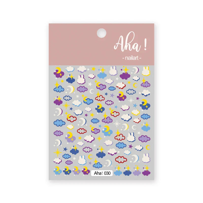 1pc 3D Cloud Moon Design Nail Art Stickers Ultra Thin Self Adhesive Nail Art Decals White Clouds Nail Art Decoration Supplies *N (Online Order Only)