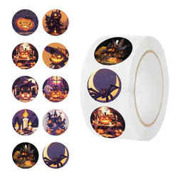 500Pcs/roll Halloween Pumpkin Sticker Kawaii Cartoon Kids Reward Stickers Gift Decoration Decals Toys (ONLINE ORDER ONLY)