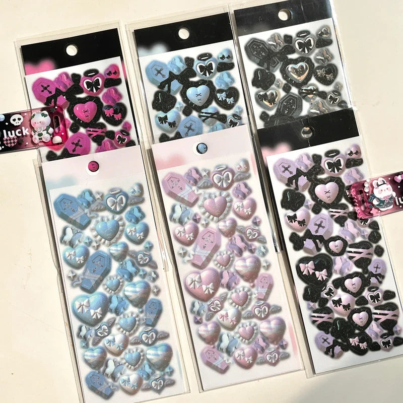 Asia Sweet Style 3D Love Heart Stickers Hand Account Idol Card DIY Material Decorative Sticker Personalized Kawaii Stationery (ONLINE ORDER ONLY)