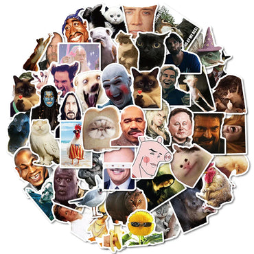 Cool Cartoon Meme Stickers for Motorcycle, Fridge, Suitcase, Skateboard, Car, Wall - 10/30/50pcs (Online Order Only)