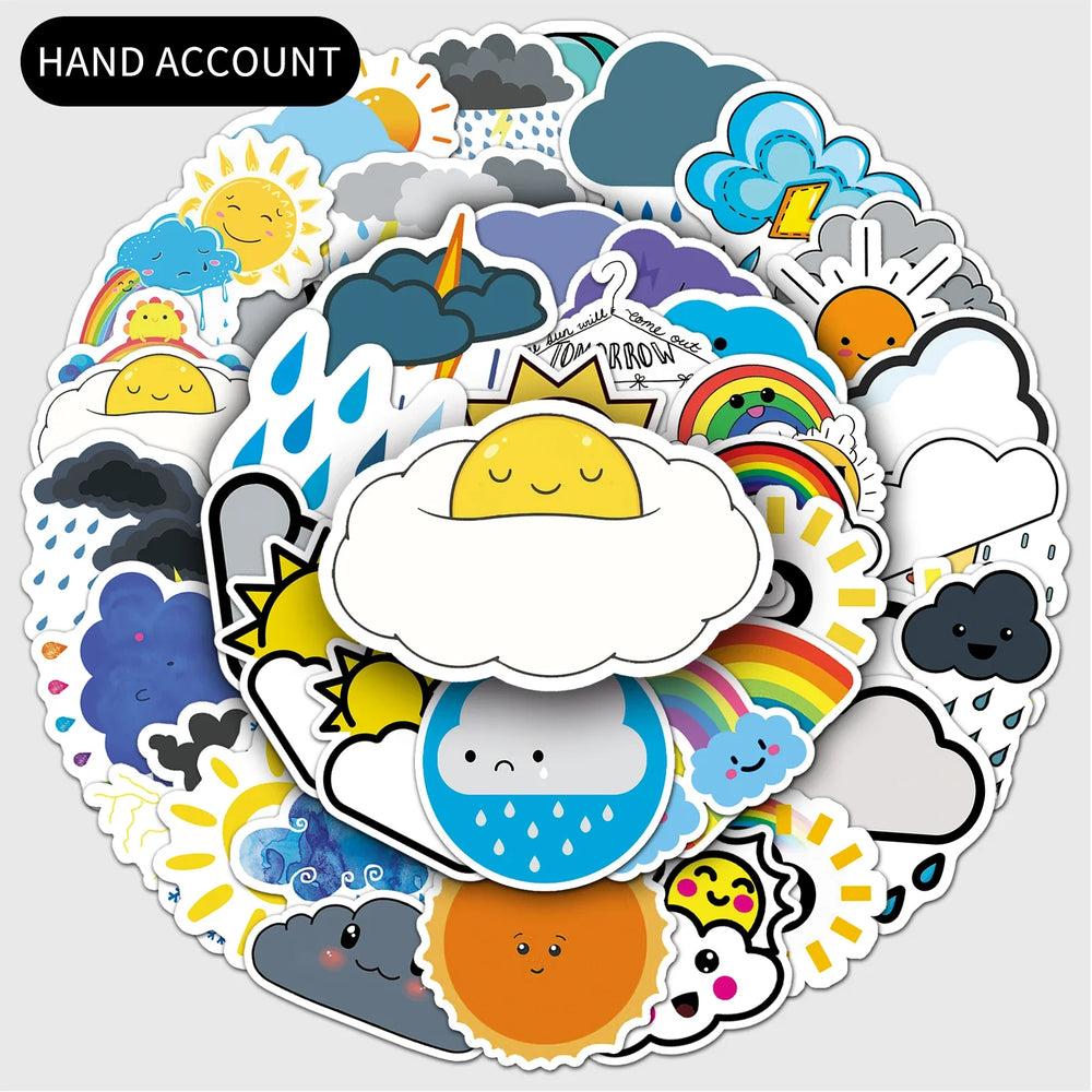 50Pcs Weather Forecast Cartoon Waterproof Vinyl Stickers for Skateboard Snowboard Decals (ONLINE ORDER ONLY)