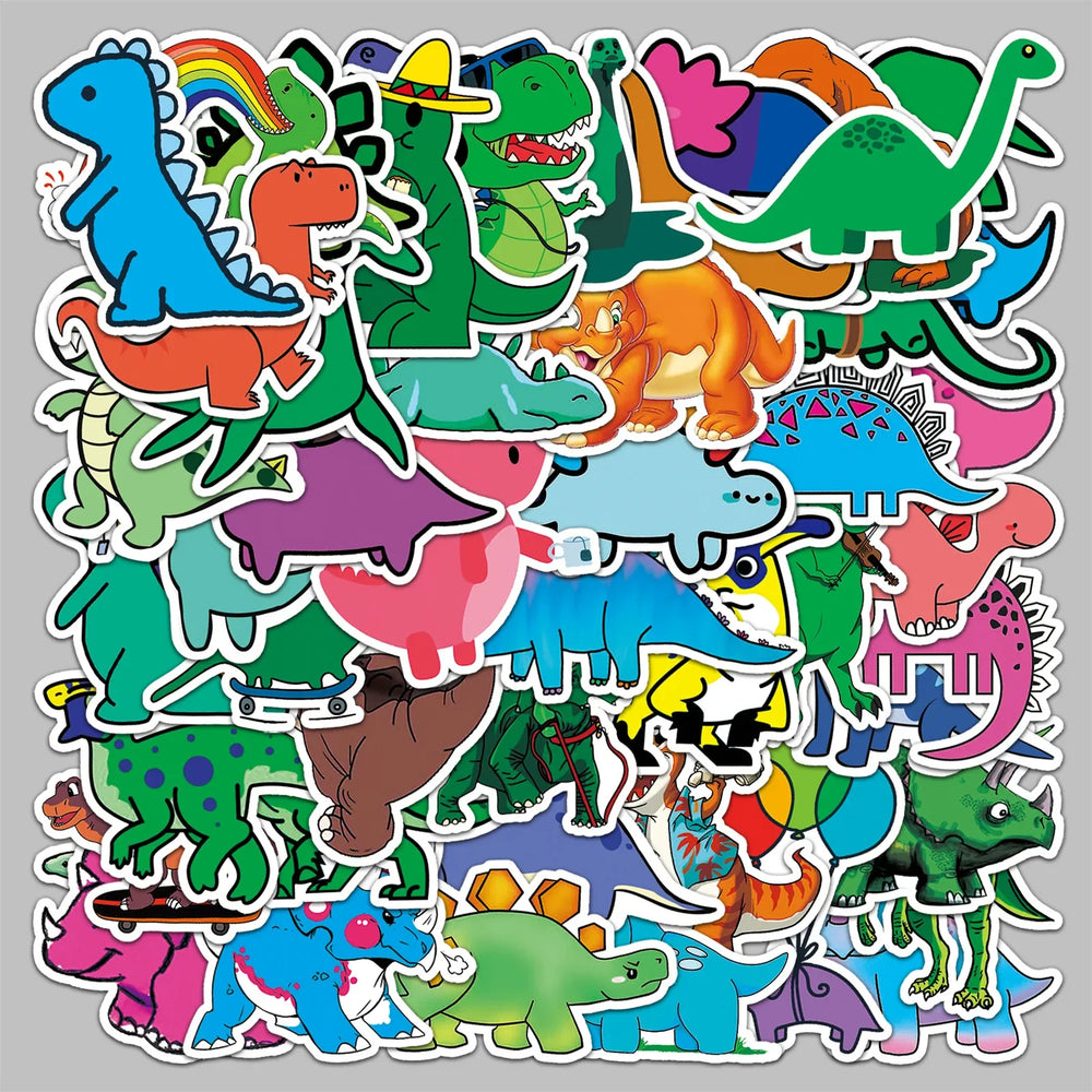 50pcs Cute Dinosaur Graffiti Stickers for Helmet, Wall, DIY Decoration (Online Order Only)
