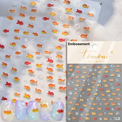 Little Red Fish Jelly Summer Goldfish Carp Ocean Beach Mermaid Sea Shiny Small Koi Soft Relief Nail Art Stickers Manicure Decals (ONLINE ORDER ONLY)