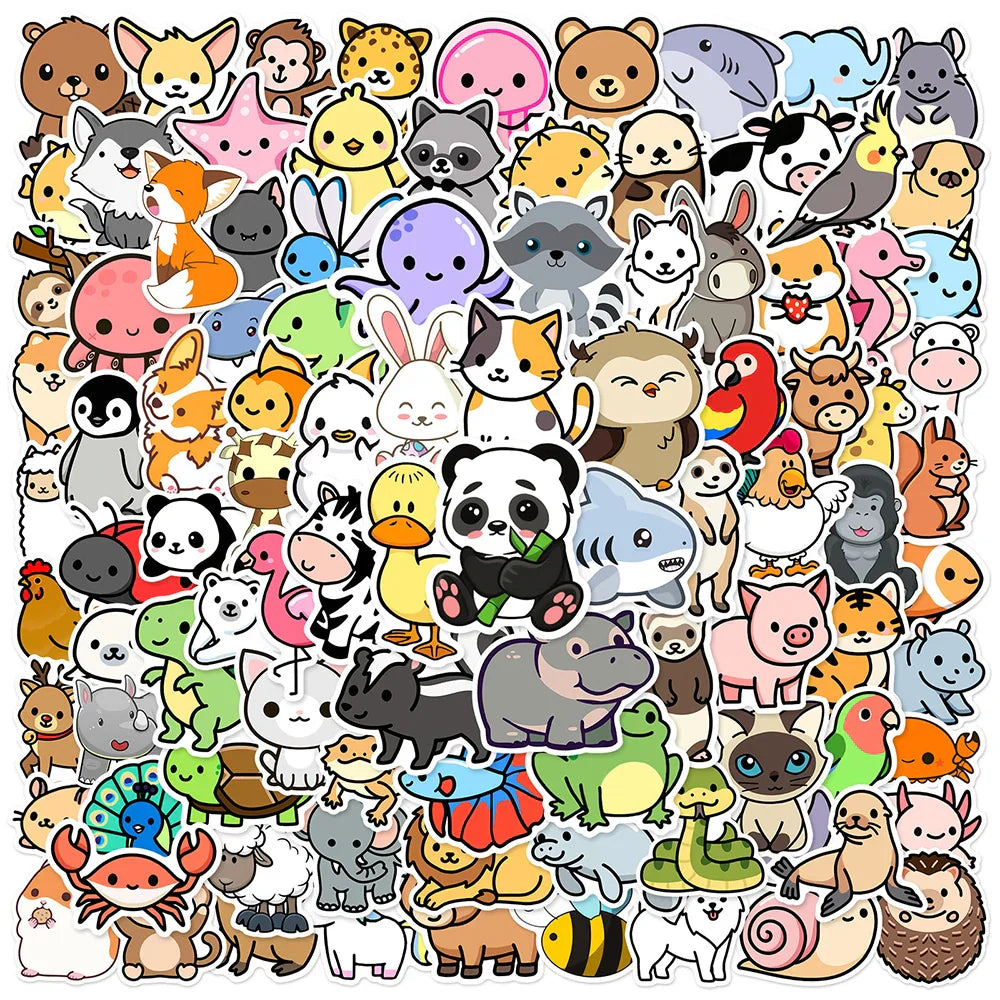 Kawaii Animal Stickers Cute Aesthetic Decals for Scrapbooking, Guitar, Snowboard, Laptop, Kids - 10/30/50/100pcs (ONLINE ORDER ONLY)
