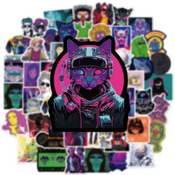 10/50/75 PCS Cyberpunk Graffiti Stickers Packs One Pieces Cartoon Stickers for Laptop Suitcase Skateboard Guitar Anime Stickers (ONLINE ORDER ONLY)