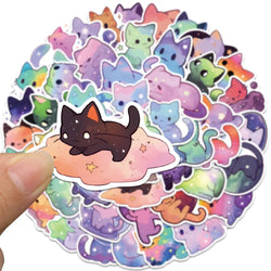 50pcs Kawaii Cartoon Starry Sky Cats Stickers Decals For Laptop Water Bottle Luggage Notebook Phone Vinyl Waterproof Graffiti (ONLINE ORDER ONLY)