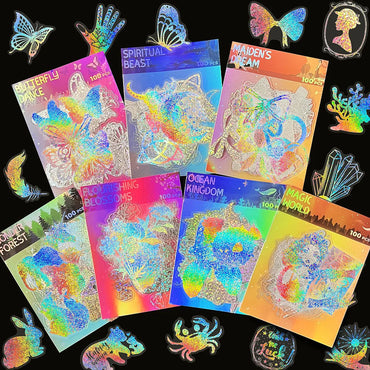 100pcs Cute Anime Holographic Butterfly Stickers for Laptop, Phone, Car, Scrapbook (Online Order Only)