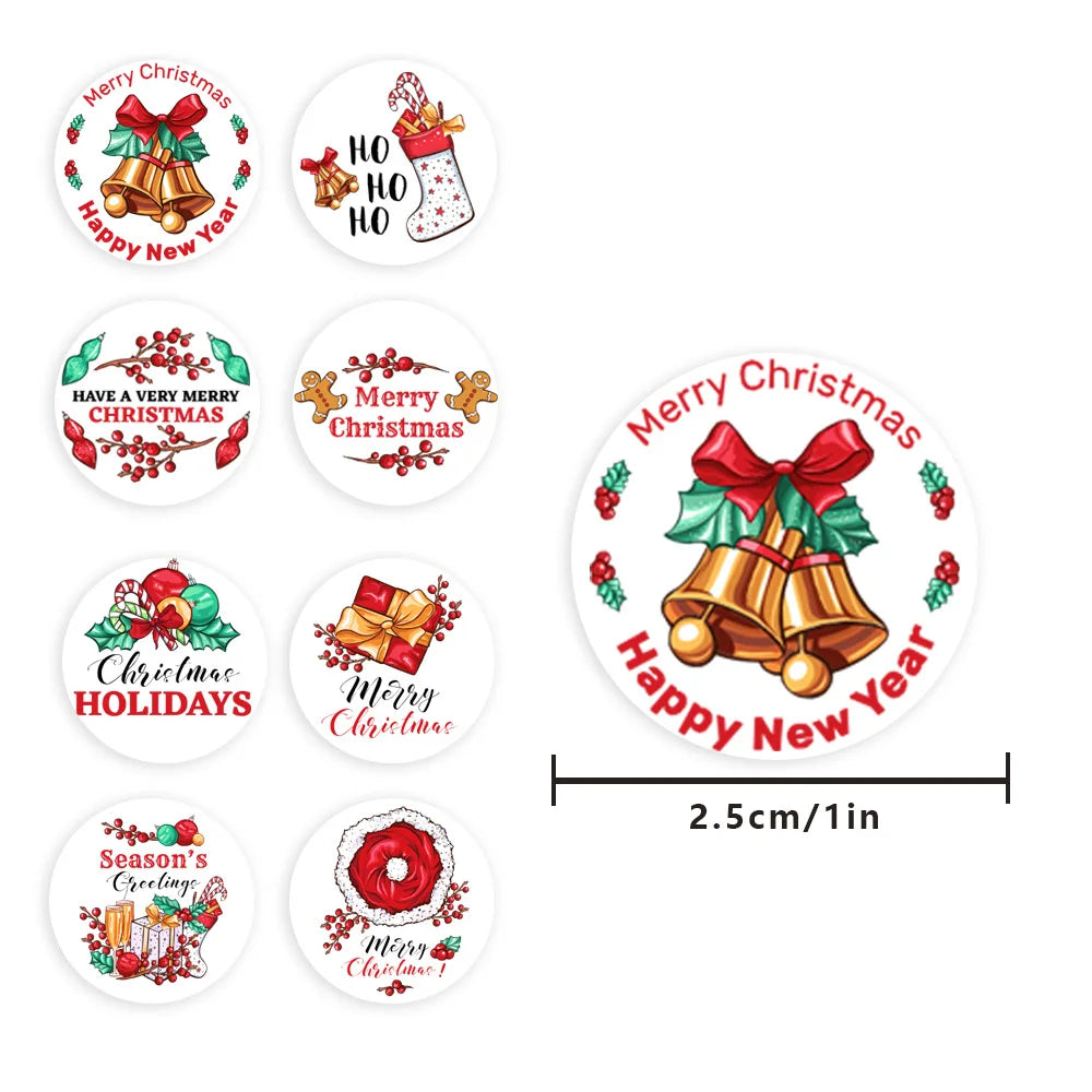 100-500pcs Christmas Theme Seal Labels Stickers For DIY Gift Baking Package Envelope Stationery Decoration 1inch (Online Order Only)