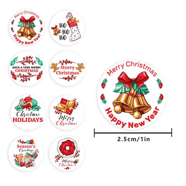 100-500pcs Christmas Theme Seal Labels Stickers For DIY Gift Baking Package Envelope Stationery Decoration 1inch (Online Order Only)