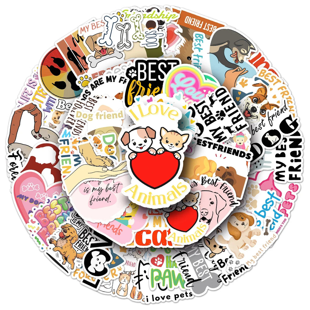 10/30/50PCS Pets are Best Friends Stickers Dog Cat Aniamls Decals Graffiti DIY Luggage Laptop Guitar Bike Skateboard Sticker Toy (ONLINE ORDER ONLY)