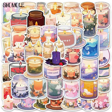 Cartoon Aromatherapy Candle Stickers - Cute Kawaii DIY Decals for Luggage, Guitar, Fridge, Laptop (Online Order Only)