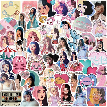 10/50PCS Singer Melanie Martinez Stickers Cartoon Decals DIY Scrapbook Album Suitcase Laptop Fridge Car Wall Sticker Kids Toy (Online Order Only)