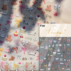 Dog Rabbit Line Bunny Footprint Bowknot Heart Cake Strawberry Flowers Bone Graffiti Adhesive Nail Art Stickers Manicure Decals (ONLINE ORDER ONLY)