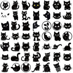 10/30/50PCS Kawaii Black Cat PVC Sticker Aesthetic Children's Decoration Scrapbooking for Kids Korean Stationery School Supplies (ONLINE ORDER ONLY)