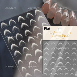 French Romantic Tassel Crescent Moon Laser Charming Gold Silver Arc Self Adhesive Nail Art Stickers Hot Stamping Manicure Decals (Online Order Only)
