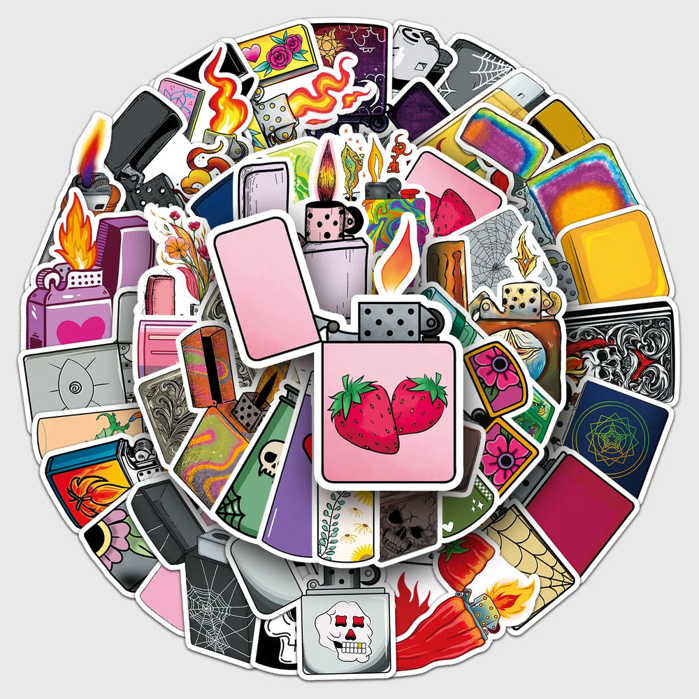 50Pcs Cartoon Waterproof Vinyl Stickers for Skateboard Snowboard Lighter Decals (ONLINE ORDER ONLY)