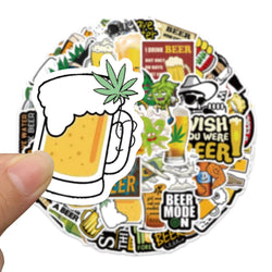50pcs Funny Cartoon Beer Stickers For Luggage Guitar Phone Skateboard Vinyl Waterproof Graffiti Car Laptop Decals (ONLINE ORDER ONLY)