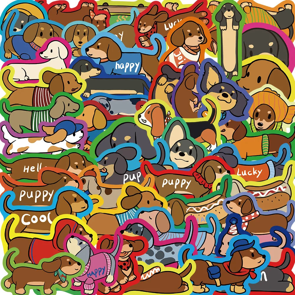 Dachshund Cartoon Animal Stickers for Phone Laptop Luggage Skateboard 10/30/50PCS (ONLINE ORDER ONLY)