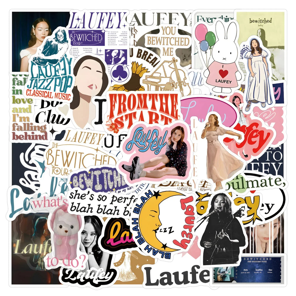 Female Jazz Singer Laufey Sticker Set - Waterproof DIY Decoration for Skateboard Notebook (Online Order Only)