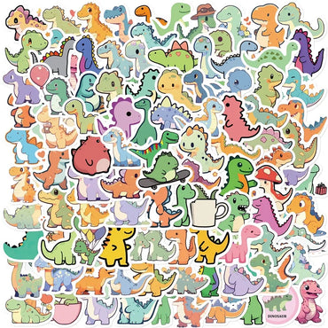 10/30/100PCS Cartoon Small Dinosaur PVC Sticker Aesthetic Children's Decoration Scrapbooking Stationery School Supplies for Kids (ONLINE ORDER ONLY)
