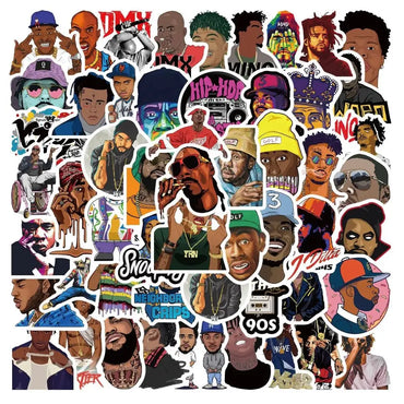 10/30/64pcs Mix of Rapper Hip Hop Cartoon Sticker Packs (ONLINE ORDER ONLY)