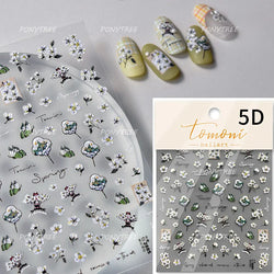 Retro Tulip Flowers Daisy Photo Frame Geometric Border Bowknot Butterfly Soft Relief Adhesive Nail Art Stickers Manicure Decals (ONLINE ORDER ONLY)