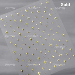 Sparkle Laser Silver Starburst Five-pointed Star Geometric Tiny Spot Romantic 5D Self Adhesive Nail Art Stickers Manicure Decals (ONLINE ORDER ONLY)