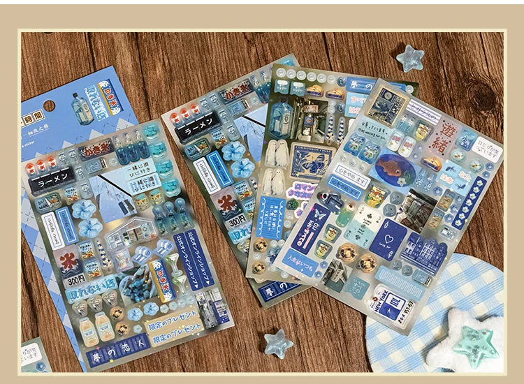 6Pcs/lot Cute Retro Y2K Die-cut Flash Stickers Decorative Stickers for Scrapbooking DIY Phone Case Decoration Collage Material (ONLINE ORDER ONLY)