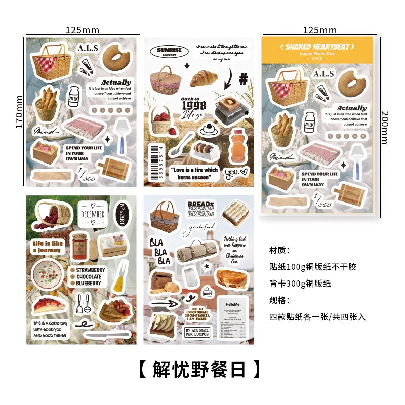 4 Sheets Ins Korean Magazine Planner Stickers Scrapbooking Journal Collage DIY Decoration Material Sticker Kawaii Stationery (Online Order Only)