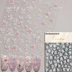 White Pink Flower Dreamy Romantic Petal Jelly Shiny Peach Blossom Polarized Light Delicate Nail Art Stickers 5D Manicure Decals (ONLINE ORDER ONLY)
