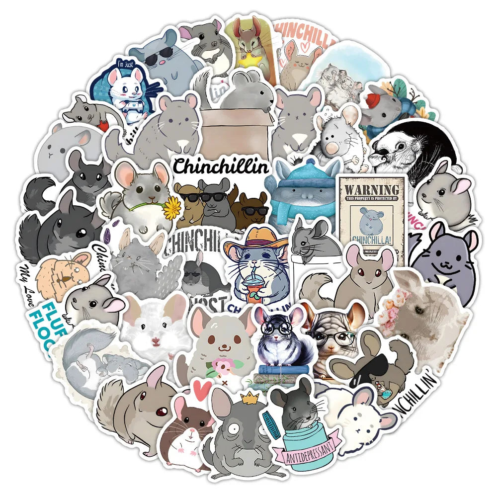 10/30/53PCS Chinchilla Cartoon Stickers Mouse Graffiti Sticker Animal Decoration Laptop Phone Guitar Car Bike Skateboard Decals (ONLINE ORDER ONLY)