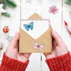 500Pcs /1 Rolls 2.5cm/1inch Butterfly Flower Shaped Sticker Decoration Gift Box Sticker Label Stationery Sticker (ONLINE ORDER ONLY)