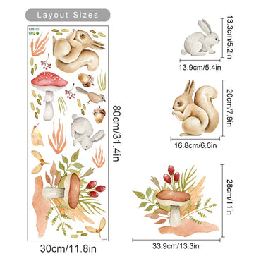 Boho Watercolor Woodland Mushroom Vinyl Wall Decals Nursery Decor (ONLINE ORDER ONLY)