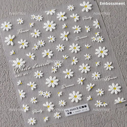 Cute Bee Honey Jar Daisy Flowers Gather Honey Pot Love Heart Green Leaves Reliefs Self Adhesive Nail Art Stickers Manicure Decal (ONLINE ORDER ONLY)