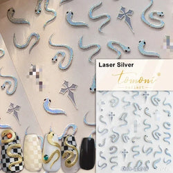 Dark Sword Coiled Snake Cross Butterfly Wing Starburst Starlight Gothic Reptile Animals Nail Art Sticker Festival Manicure Decal (ONLINE ORDER ONLY)