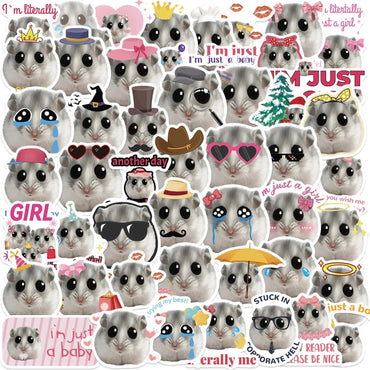 10/50pcs Funny Sad Hamster Meme Stickers Cute Decals Aesthetic Phone Notebook Suitcase Laptop Fridge Wall Cartoon Animal Sticker (Online Order Only)