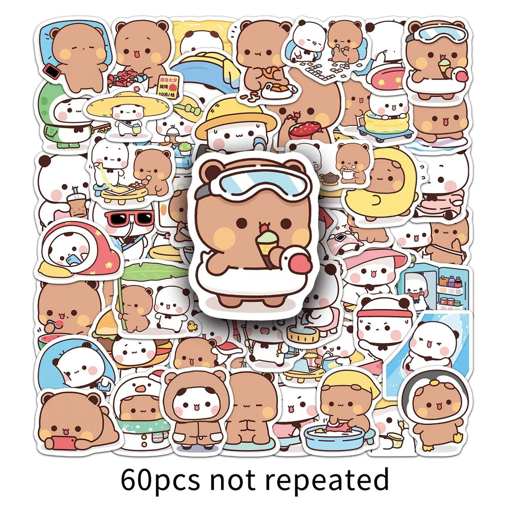 10/30/60PCS Yier Bouboo Stickers Kawaii Cartoon Decals Cute Animal Kids Toys Luggage Laptop Phone Guitar Bike Skateboard Sticker (Online Order Only)