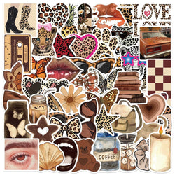 Leopard Print Cartoon Stickers Aesthetic Decals DIY Phone Notebook Bike Graffiti 10/30/50pcs (Online Order Only)