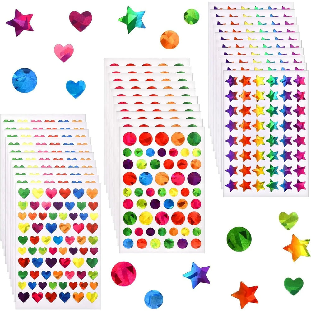 5 Pages Laser Gold Foil Self-adhesive Star Round Heart-shaped Stickers Reward Chart Decorative Children Toy Gifts Sticker Labels (ONLINE ORDER ONLY)